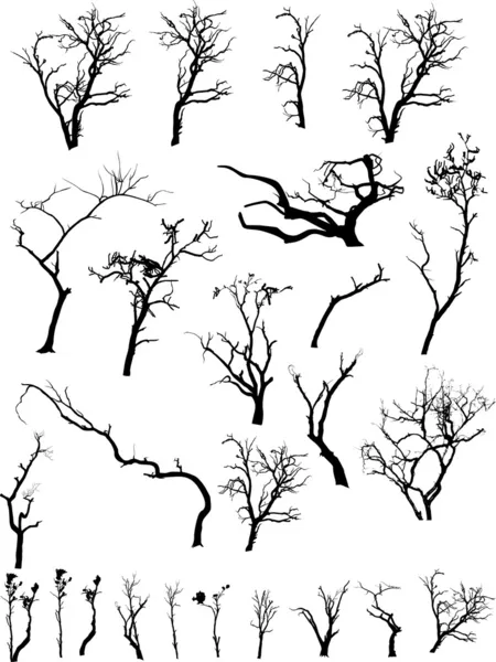 Colección de siluetas de árboles muertos de miedo — Vector de stock