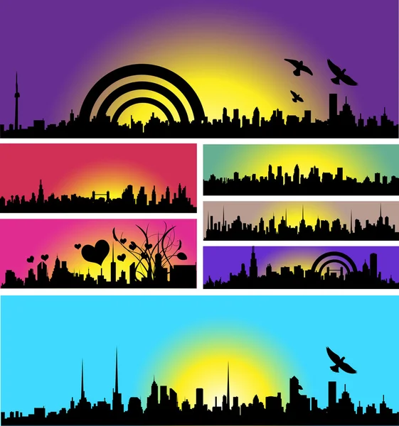 Collection décorative colorée Skyline — Image vectorielle