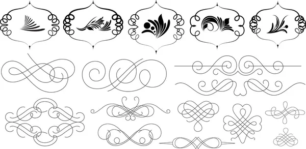 Spirale turbinio decorazione elementi ricci Set — Vettoriale Stock