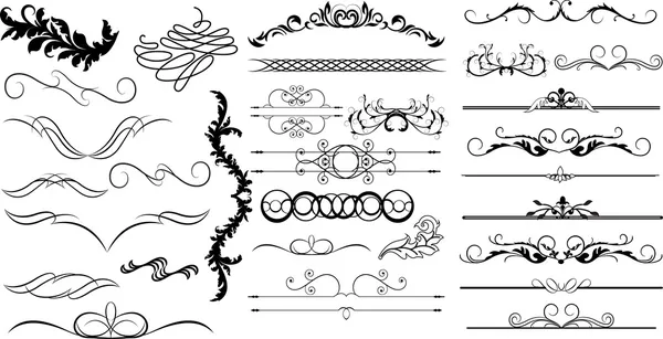 Conjunto de elementos divisores Vintage espiral remolino — Vector de stock