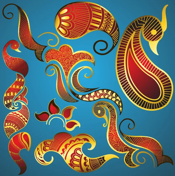 Collection de tatouages au henné artistique — Image vectorielle