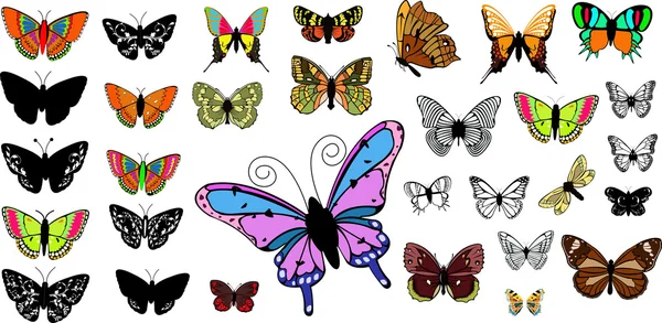 Vackra fjärilar samling — Stock vektor