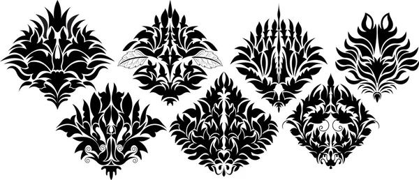 Éléments floraux damassés Illustration — Image vectorielle