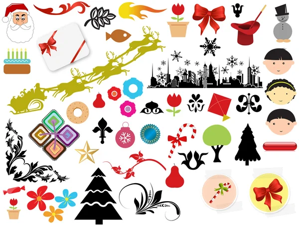 Hermosos elementos decorativos de Navidad — Vector de stock