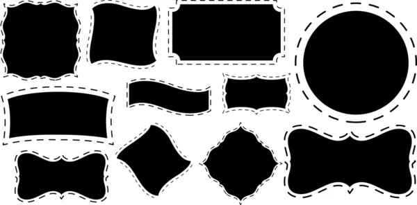 Disegni artistici di cornici di forma nera — Vettoriale Stock