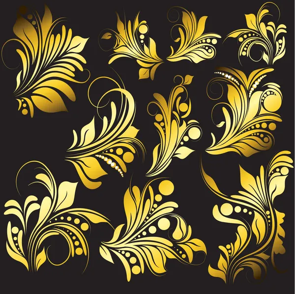 Golden leaf elemanları tasarımı — Stok Vektör
