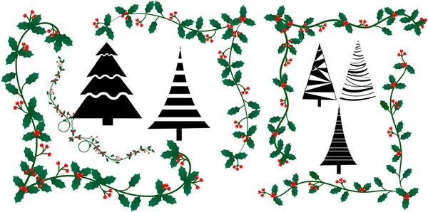 Decor Design Of Flourish Element n Christmas Tree — Stock Vector