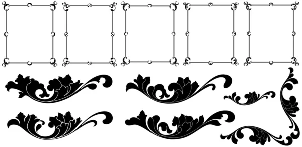 Geïsoleerde frame-elementen voor n floral — Stockvector