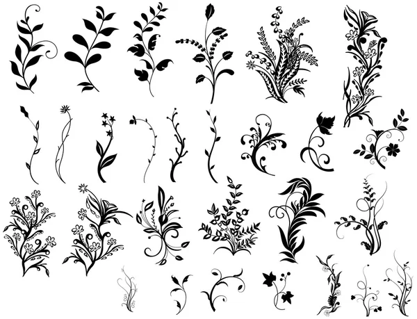 Elementos decorativos florecientes — Archivo Imágenes Vectoriales