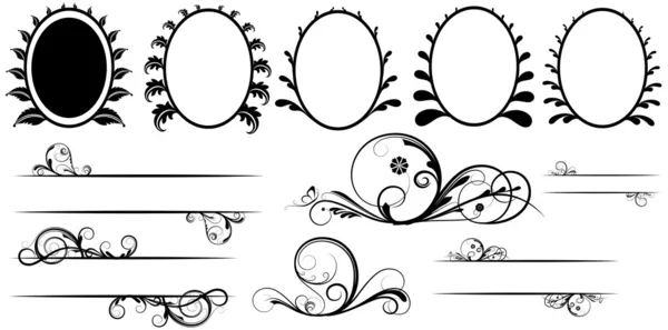 Ornamento de diseño floral marco n divisores — Vector de stock