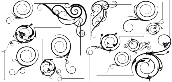 Conjunto de esquina de diseño espiral remolino — Vector de stock