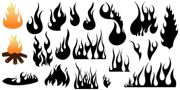 Konceptuella eld flamma silhuetter — Stock vektor