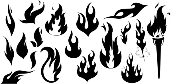 Ogień płomień sylwetki — Wektor stockowy