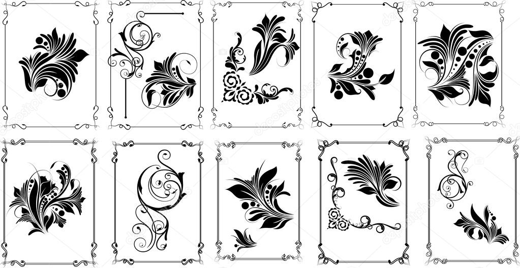 Set Of Flower Frame Designs