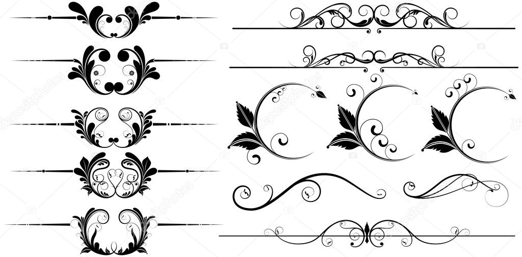 Isolated Flourish Design Divider Collection