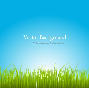 Fresh Grass Leafs On Blue Backdrop clipart