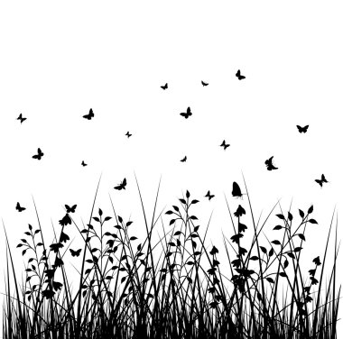 Vectorized Grass Silhouettes On White Background clipart