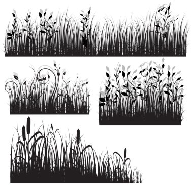 Decor Style Black Shape Floral Grass clipart