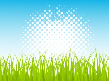 Green Grasses On Halftone Background clipart