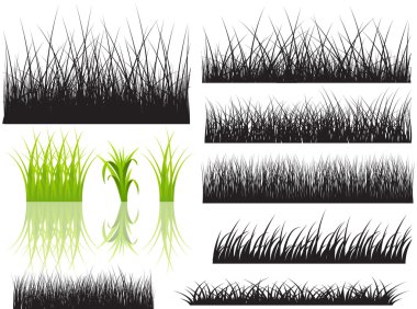 Ornate Green Grass Collection clipart