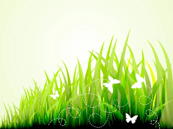Бабочки на органическом винтажном травяном поле — стоковый вектор