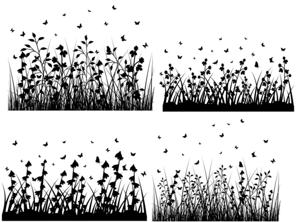 Abstract Grass Silhouettes — Stock Vector