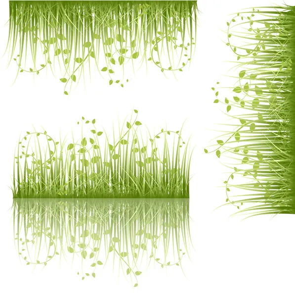 Set Of Swirl Leaf Grasses — Stock Vector