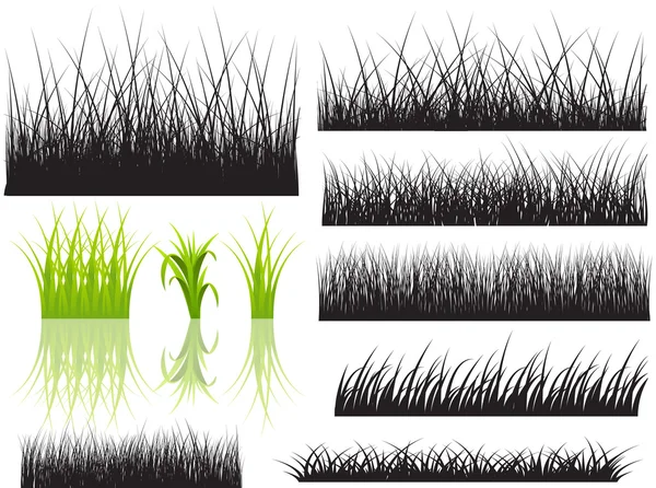 Ornate Green Grass Collection — Stock Vector
