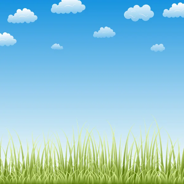 Macro Grasses On Blue Sky — Stock Vector