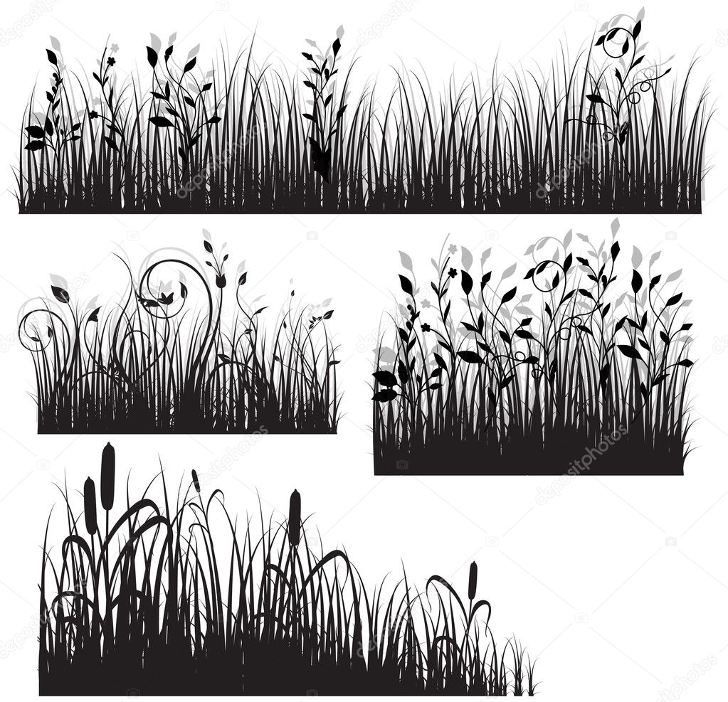 Decor Style Black Shape Floral Grass