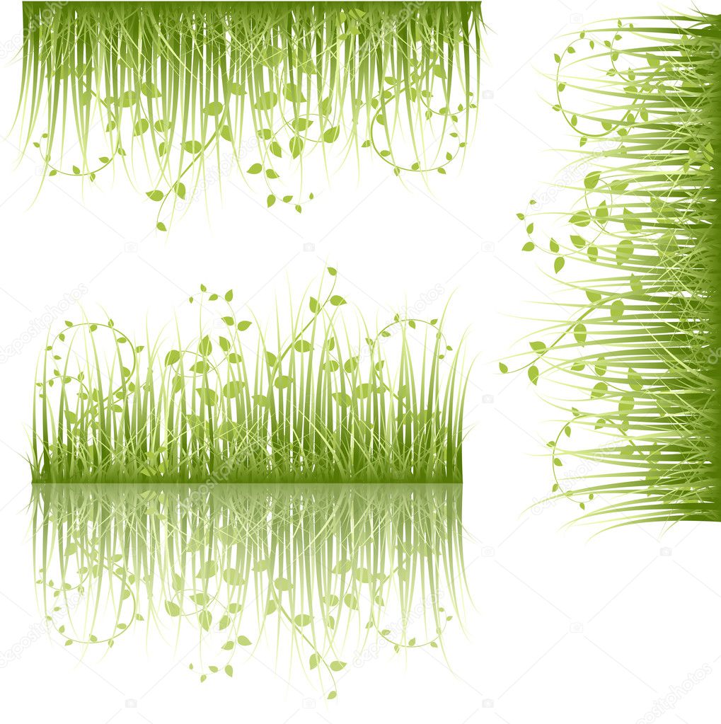 Set Of Swirl Leaf Grasses