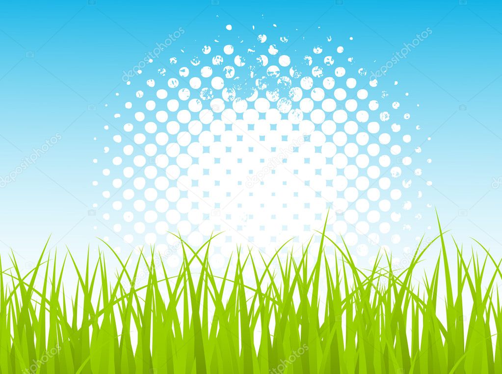 Green Grasses On Halftone Background