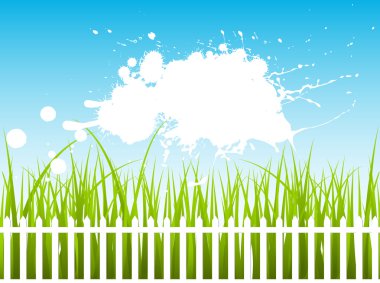 White Fence On Green Grass clipart