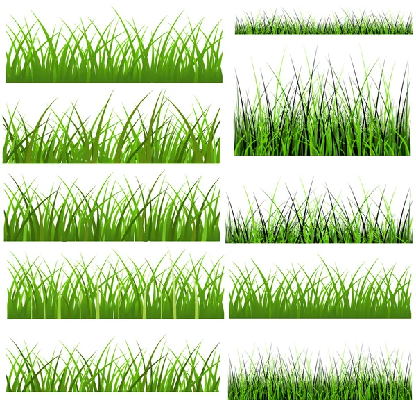 Conjunto de vectores de hierba fresca verde — Archivo Imágenes Vectoriales