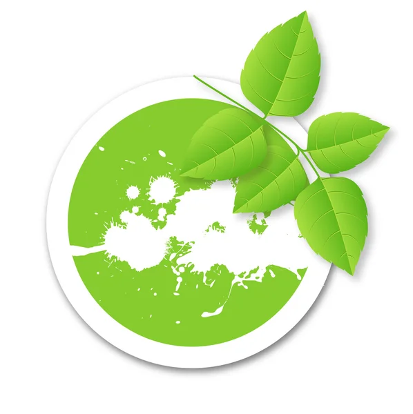 緑の自然の派手なステッカー — ストックベクタ
