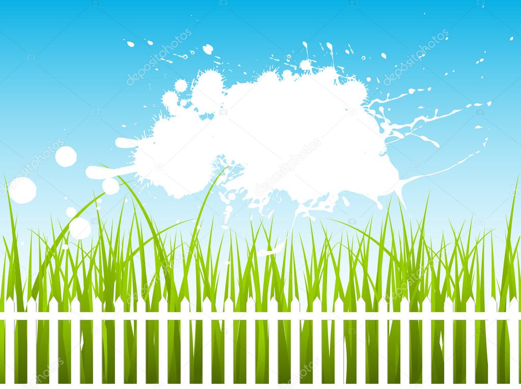 White Fence On Green Grass