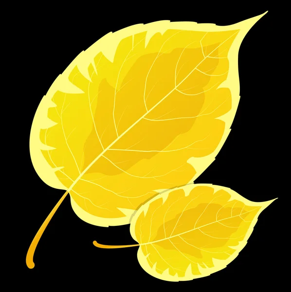 Yellow Leafs On Black Background — Stock Vector