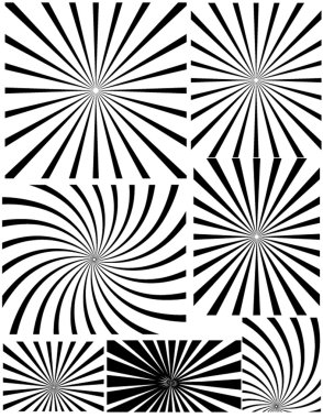 Set Of Stylish Decor Design Sunburst Background clipart