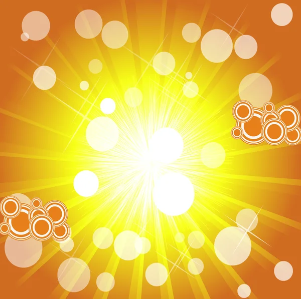 Retro Circles On Bright Sunburst Background — Stock Vector