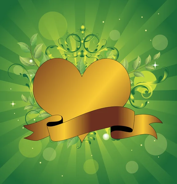 Yeşil doğa güzelleşmek kalp banner tasarımı — Stockvector