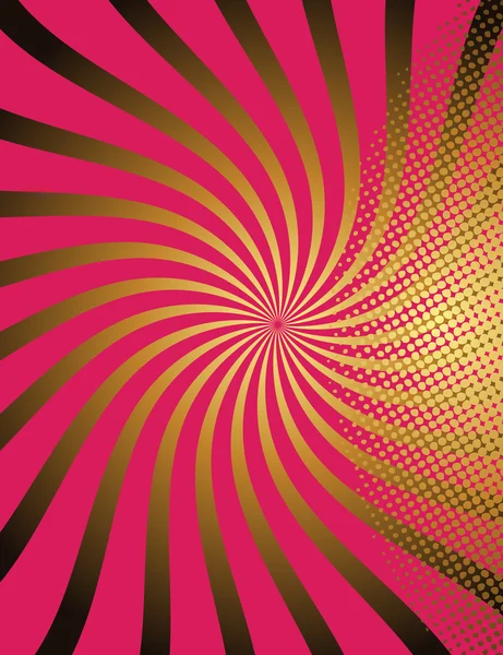 Red Halftone Swirl Sunburst Background — Stock Vector
