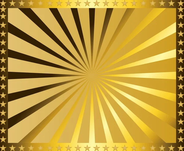 黄金のレトロなサンバースト背景 — ストックベクタ