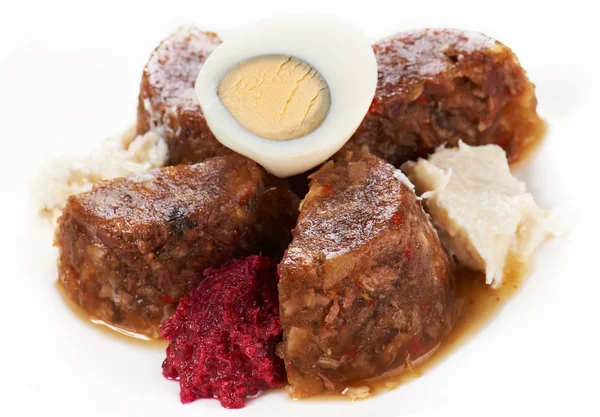 Jellied meat with boiled egg — Stock Photo, Image
