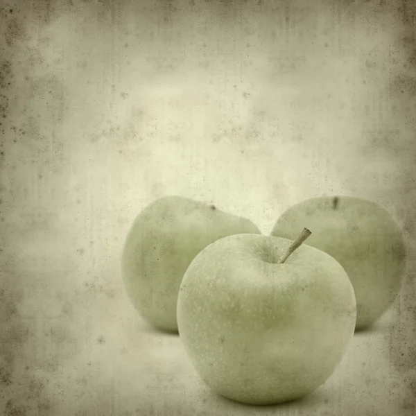 Texturierte alte Papier Hintergrund mit grünen Äpfeln — Stockfoto