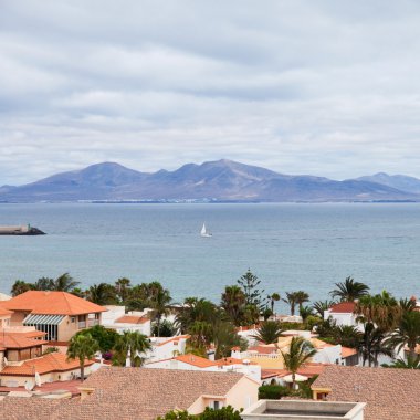 Canary Islands, Lanzarote and small Isla de Lobos as seen from C clipart