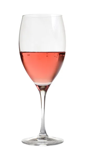 Růžové víno v křišťálovém skle, izolované na bílém — Stock fotografie