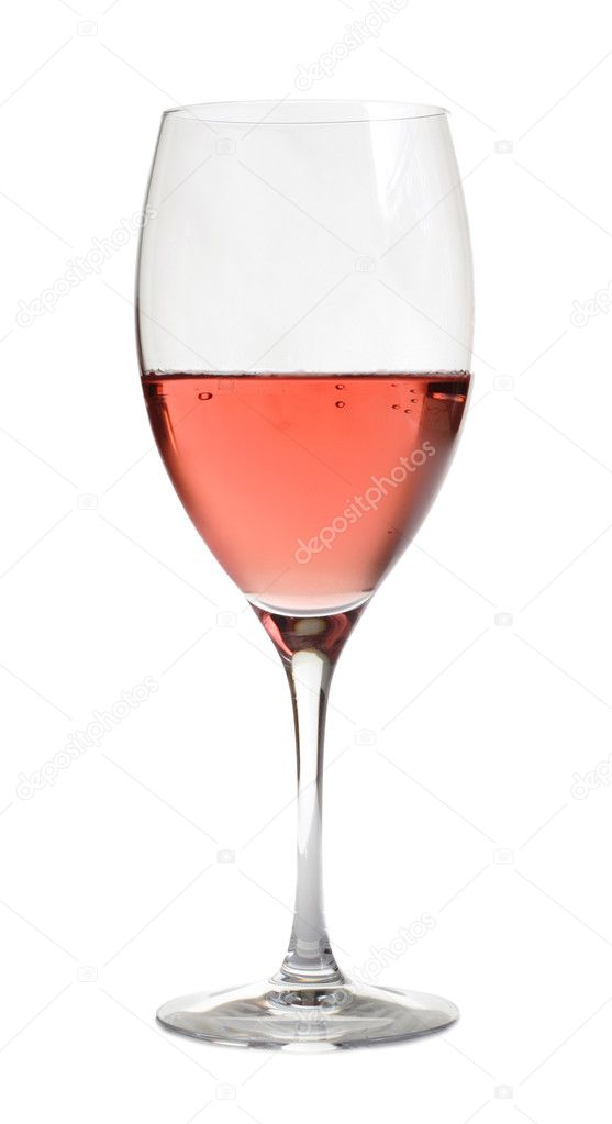 Rose wine in crystal glass, isolated on white