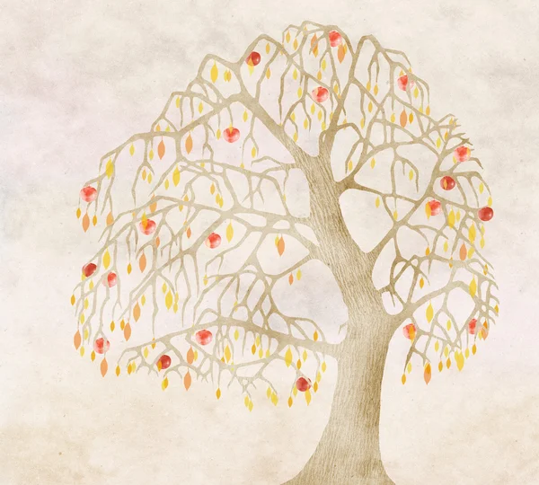 Hösten för ett gammalt äppelträd — Stockfoto