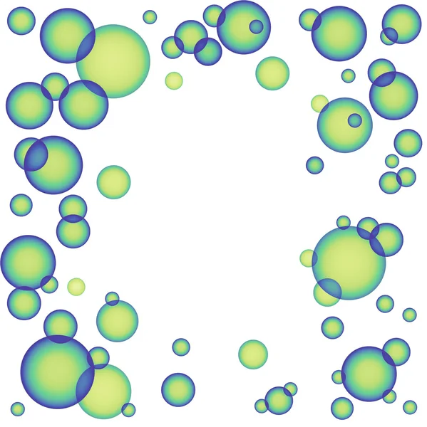 Plein wit frame met groene transparante bubbels — Stockfoto
