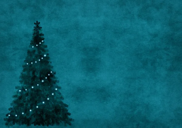 Árbol de Navidad de fondo horizontal decorado con luces, coll — Foto de Stock